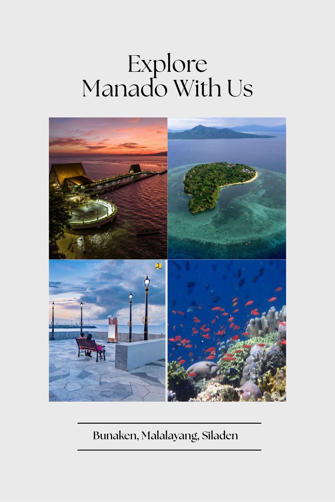 Gray and Teal Simple Indonesia Travel Photo Collage